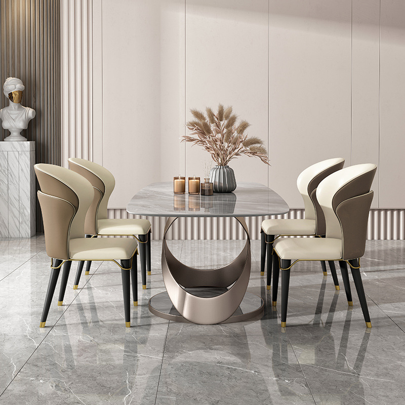 Home Furniture Living Room Stainless Steel Dining Table Fiberglass Dining Table Set
