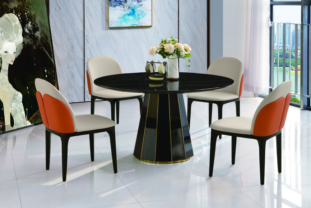 Customization Luxury European Style Classic 6 Chairs White Marble Dining Table Set