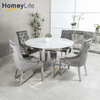Restaurant Dining Room Stainless Steel Marble Top Round Dining Table