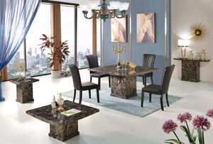 Modern Round Oval Square Tempered Glass Marble Top Table Set Wedding Chair Furniture Household Ball 10248 Seat People Stainless Steel Dining Table