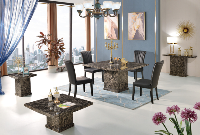 Modern Round Oval Square Tempered Glass Marble Top Table Set Wedding Chair Furniture Household Ball 10248 Seat People Stainless Steel Dining Table