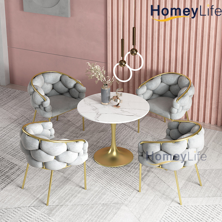 Nordic Style Modern Outdoor Banquet Furniture Velvet Armrest Home Lounge Restaurant Dining Chair for Living Room