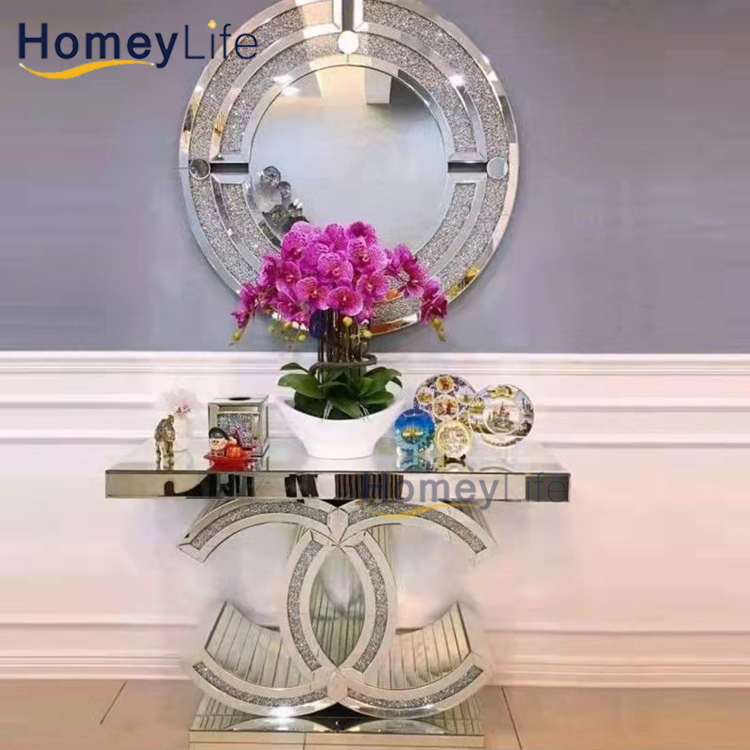 Quickly Deliver Five Star Black Marble Mirrored Console Table