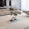 Nordic Modern Round Coffee Table with Gold Stainless Steel Base & Inlaid Marble Top for Living Room Furniture