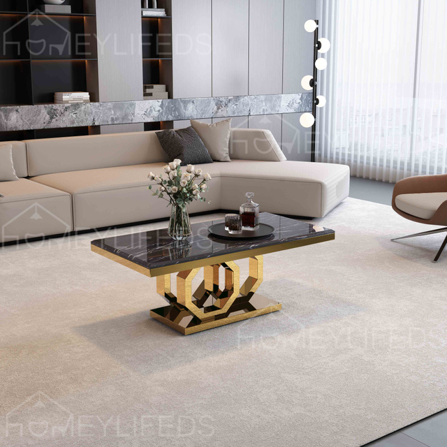 Excellent Quality Stainless Steel Base Coffee Table Marble Restaurant Coffee Table