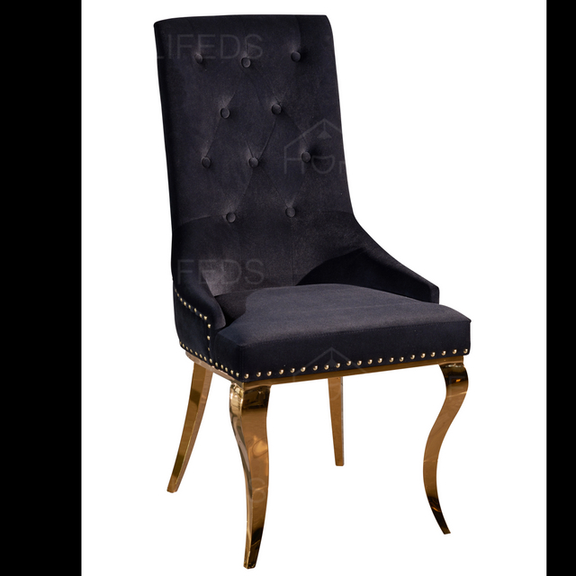 Velvet Upholstered Dining Chair Set with Chrome Stainless Steel Plating Leg Free Shipping Home Furniture for Dining Room