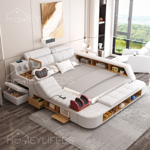 China Manufacturer Supply Customization Full King Size Bed Linen Fabric Hydraulic Gas Lift Double Bed with Storage