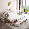 Storage Bed with Light Leather Modern Drawer Queen King Size Frame with Under Wedding Bed Intelligent Design Secret Safe Storage