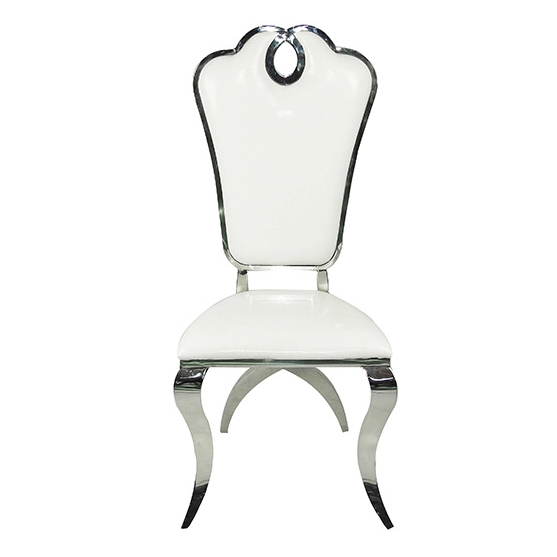 Foshan Furniture City Comercial Grade Restaurant Chair Metal Frame Leather Glam Stainless Seel Frame Upholstered Dining Chair