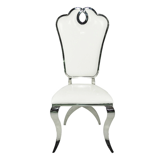 Foshan Furniture City Comercial Grade Restaurant Chair Metal Frame Leather Glam Stainless Seel Frame Upholstered Dining Chair