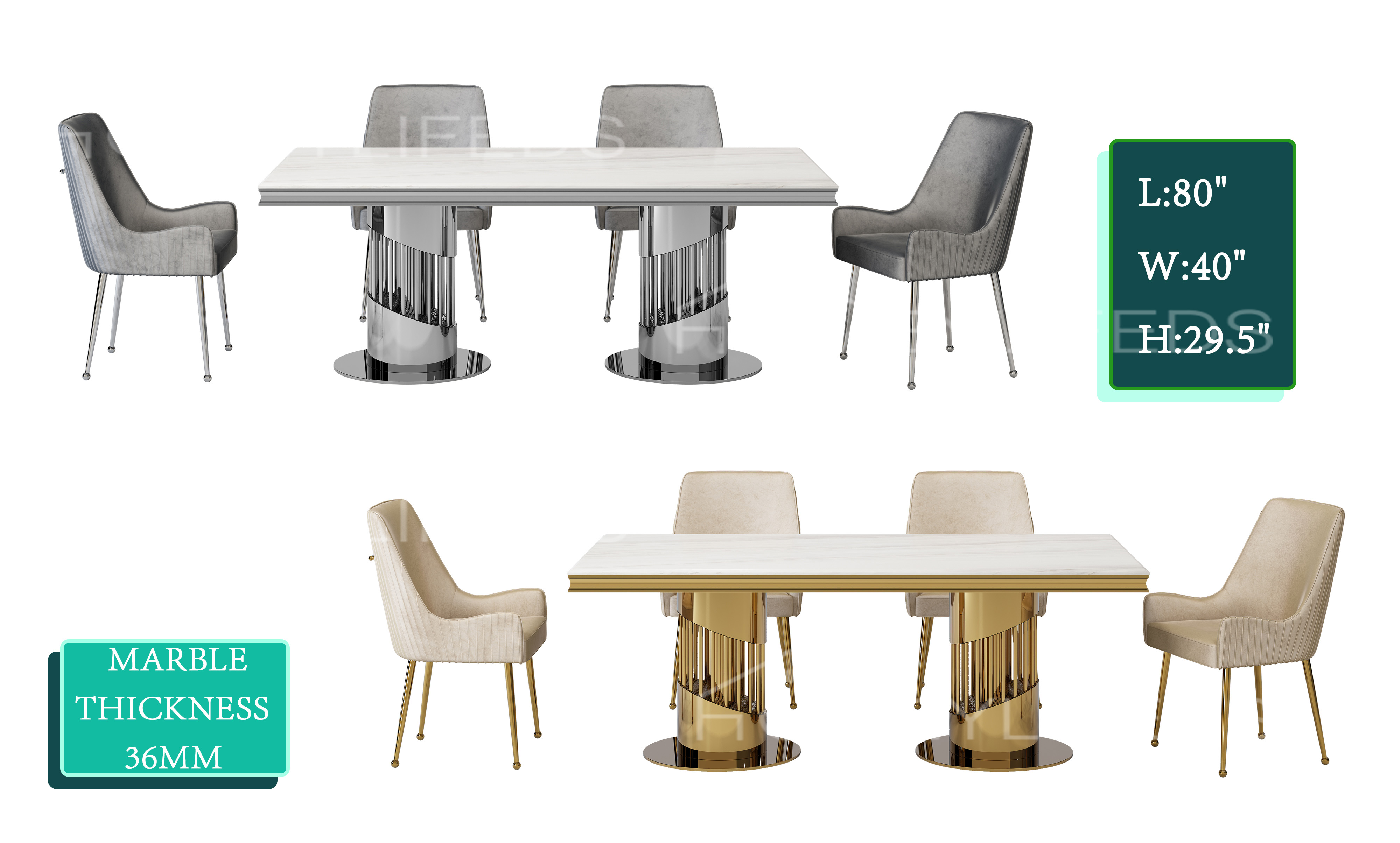 High Quality Modern White Marble Stripe Table Dining Elegant Marble Table Set for Home