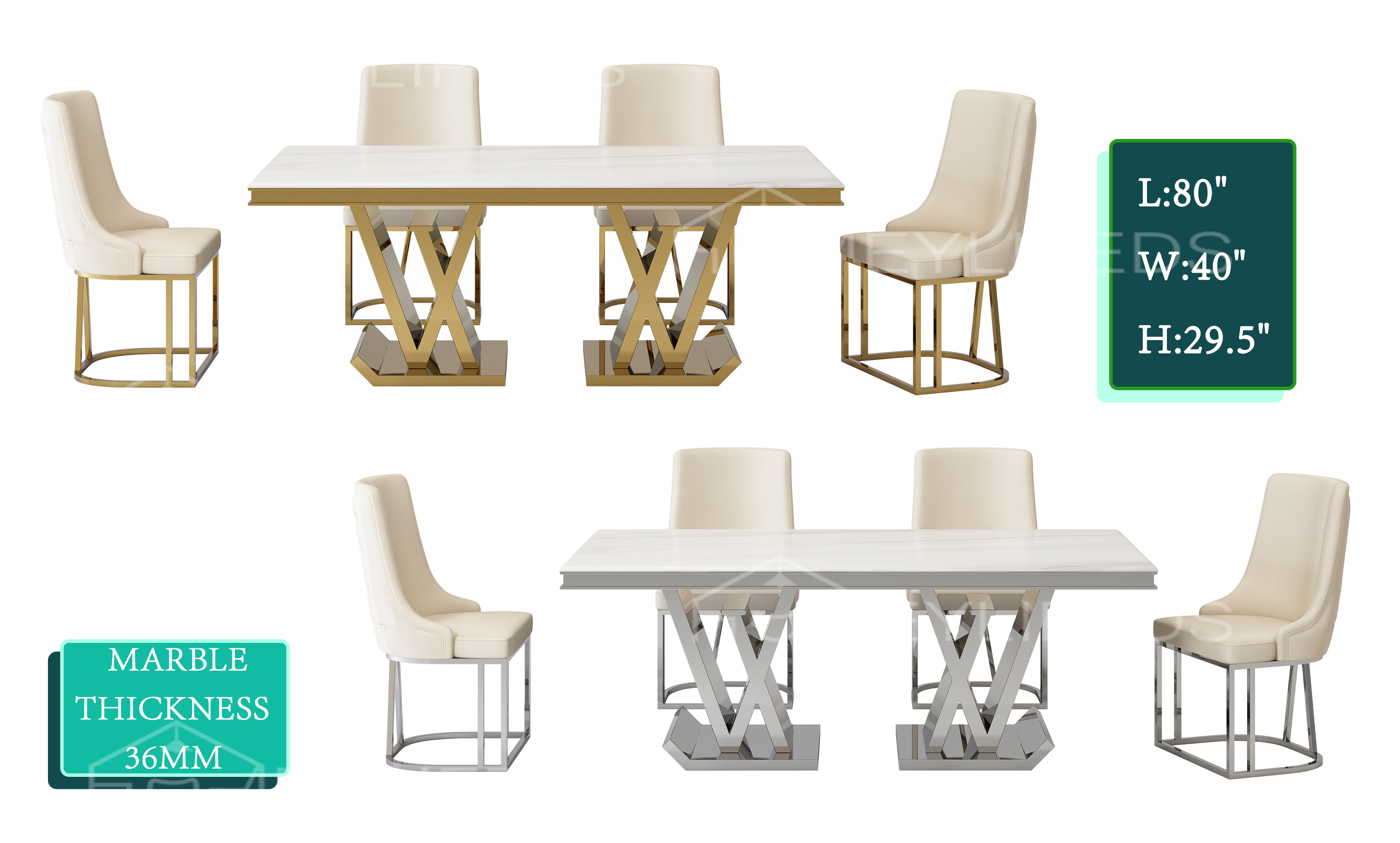 Elegant Modern Style Marble Set Luxury Metal Furniture for Home Kitchen Office & Hotel Dining Table