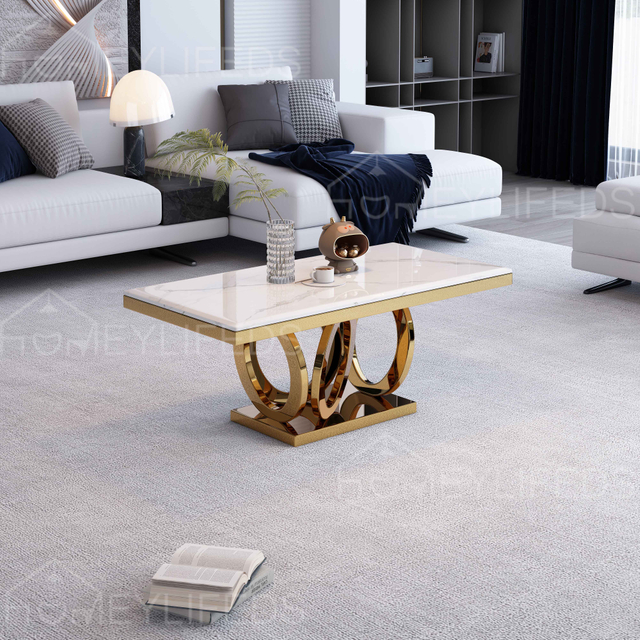 Excellent Quality Stainless Steel Base Coffee Table Marble Restaurant Coffee Table