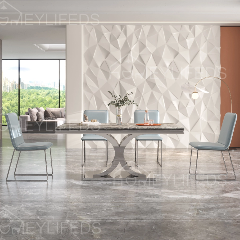 Morden Design Luxury Restaurant Square Marble Top 6 Dining Chairs Home Dining Room Furniture Set Dining Tables