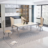 Italian Household Dining Room Furniture Golden Stainless Steel Frame Marble Top Dining Table Set Modern Luxury