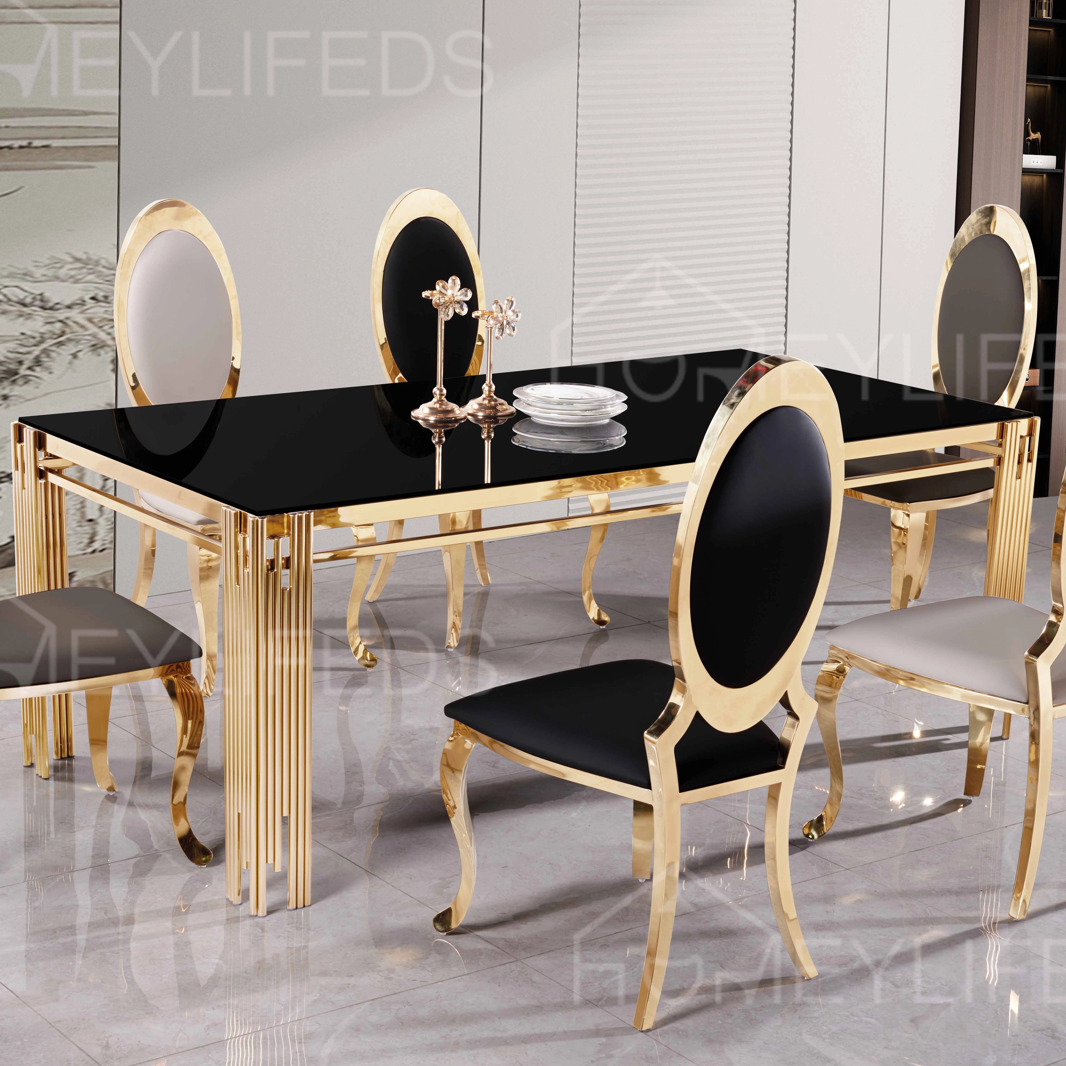 Elegant Design Golden Stainless Steel Leg Italian Luxury Marble Top 12 Seater Dining Table Set Modern Dining Room Furniture