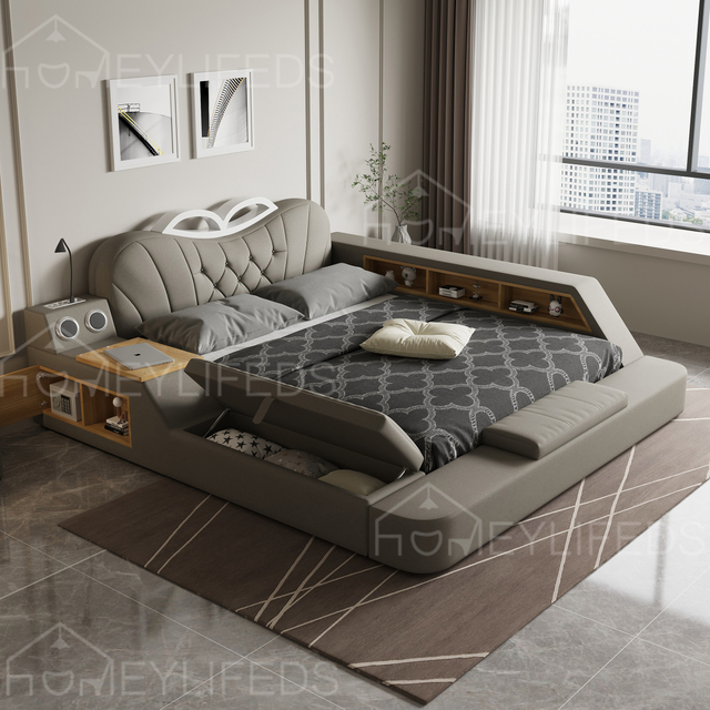 Side Wooden Girl Room Wall Smart Murphy Cabinet Modern Full King Size Double Bedroom Furniture Luxury Queen Bed Sets