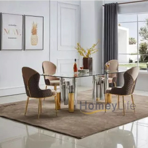 Luxury Stainless Steel Dining Table Set for Home