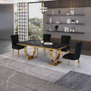 Modern Stainless Steel Metal Dining Table Set with Marble Top Kitchen Furniture