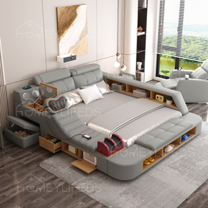 Upholstered Metal Platform Storage Bed Large Storage Space Noiseless And Easy To Assemble