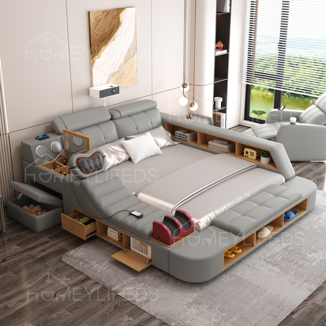 Upholstered Metal Platform Storage Bed Large Storage Space Noiseless And Easy To Assemble