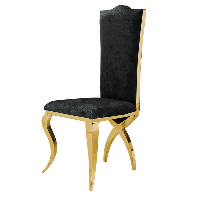 Luxury Leather Dining Chair with Gold Stainless Steel Frame for Dining Room Furniture Set