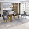 Customized Luxury Marble Dining Table Modern Stone Marble Top Dining Table Stainless Steel Legs Villa House Dining Room Table