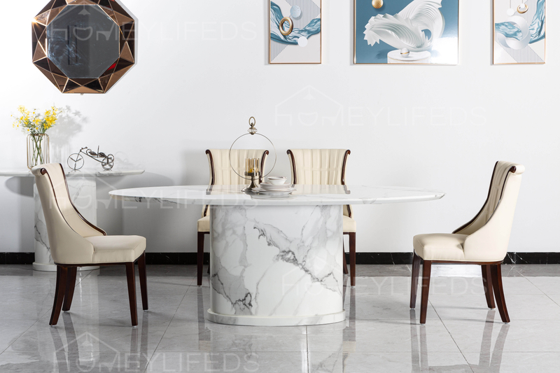 Luxury Dining Room Stone Furniture Customized Design Light Gray Ink Painting Patterns Marble Dining Table for Sale