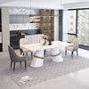 Home Dining Room Furniture Set Dinner Table Restaurant Rectangular Marble Stone Top Dining Table Set 6 Seater
