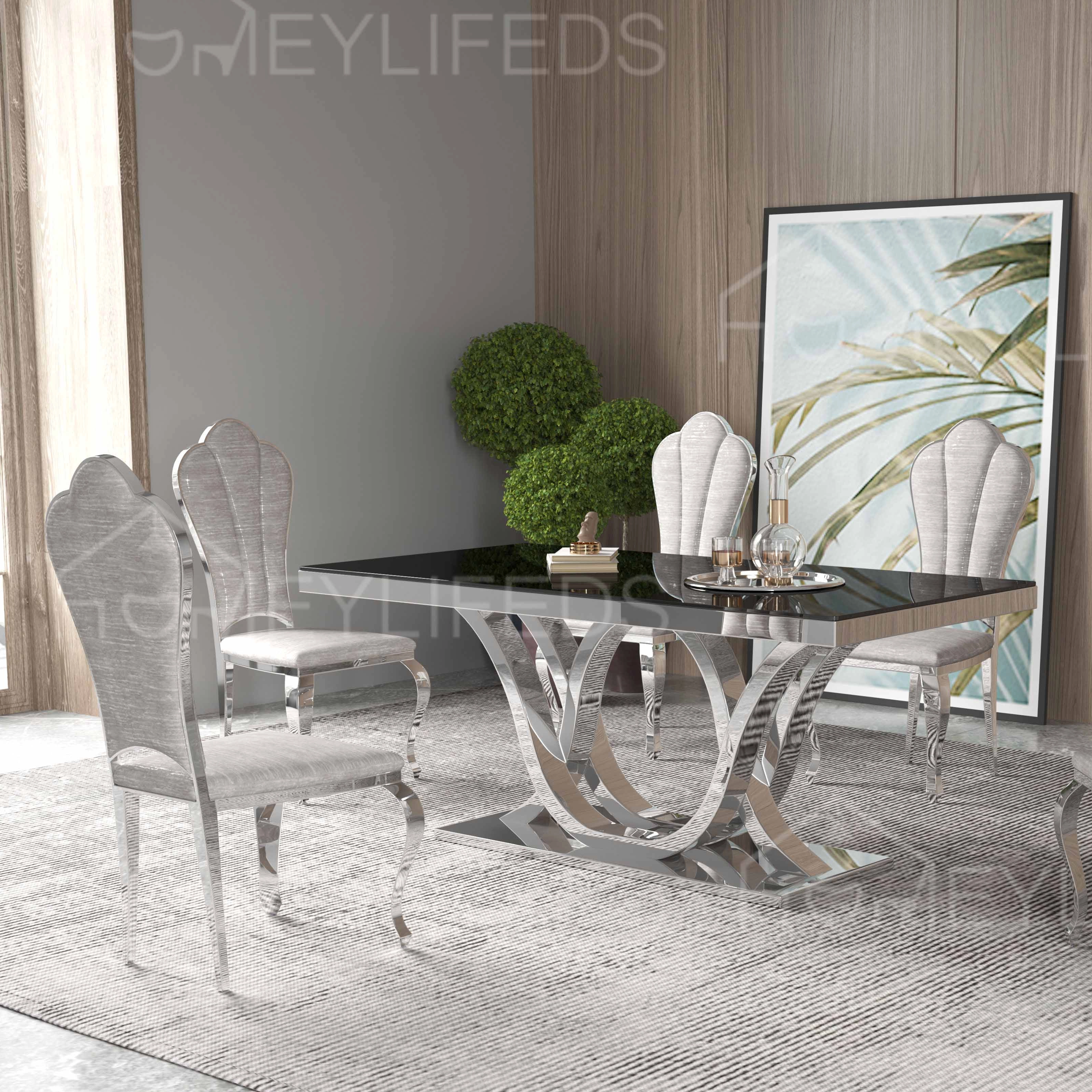 Marble Dining Table with Chairs Kitchen Room Furniture Set Dining Table Set
