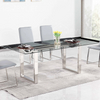 Modern Dining Room Furniture Dining Table Sets 6 Chairs Metal Stainless Steel Glass Dining Tables