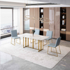 Elegant Design Golden Stainless Steel Leg Italian Luxury Marble Top Dining Table Set Modern Dining Room Furniture