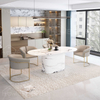 Modern Round Marble Top Dining Table Set Metal Panel Style for Home Apartment Hotel Living Room Furniture
