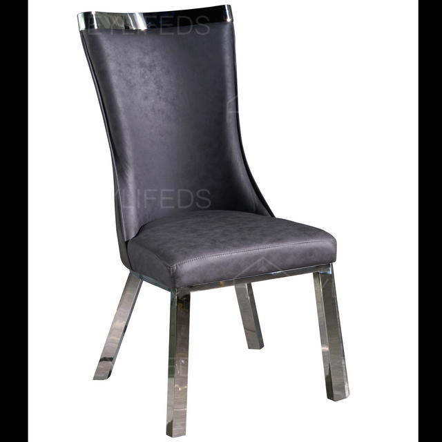 Wholesale High Back Stainless Steel Metal Frame PU Velvet Dining Chairs