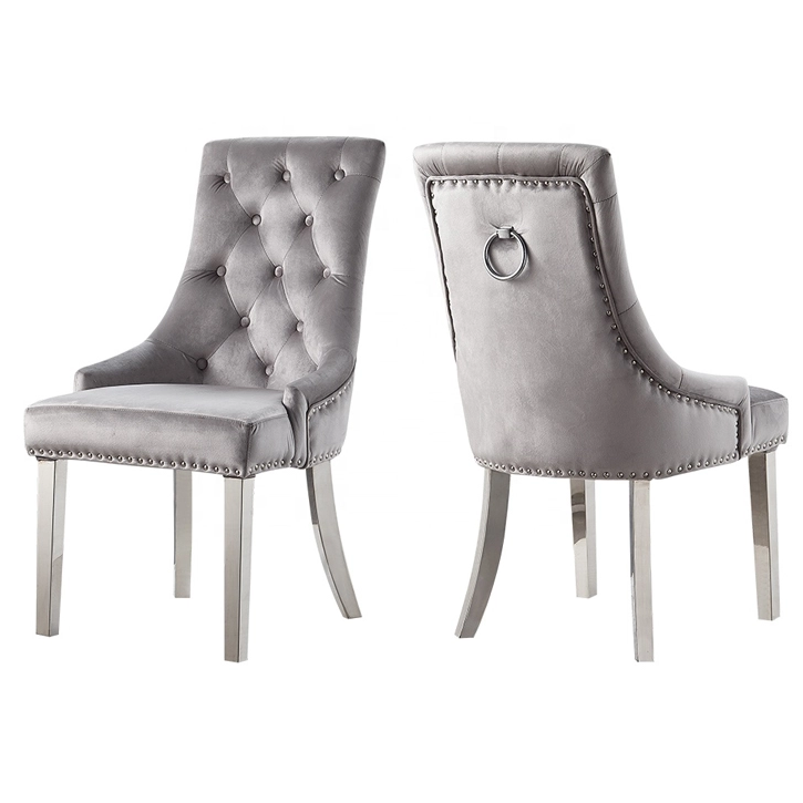 Modern Velvet Dining Chair Stainless Steel Dining Room Chair