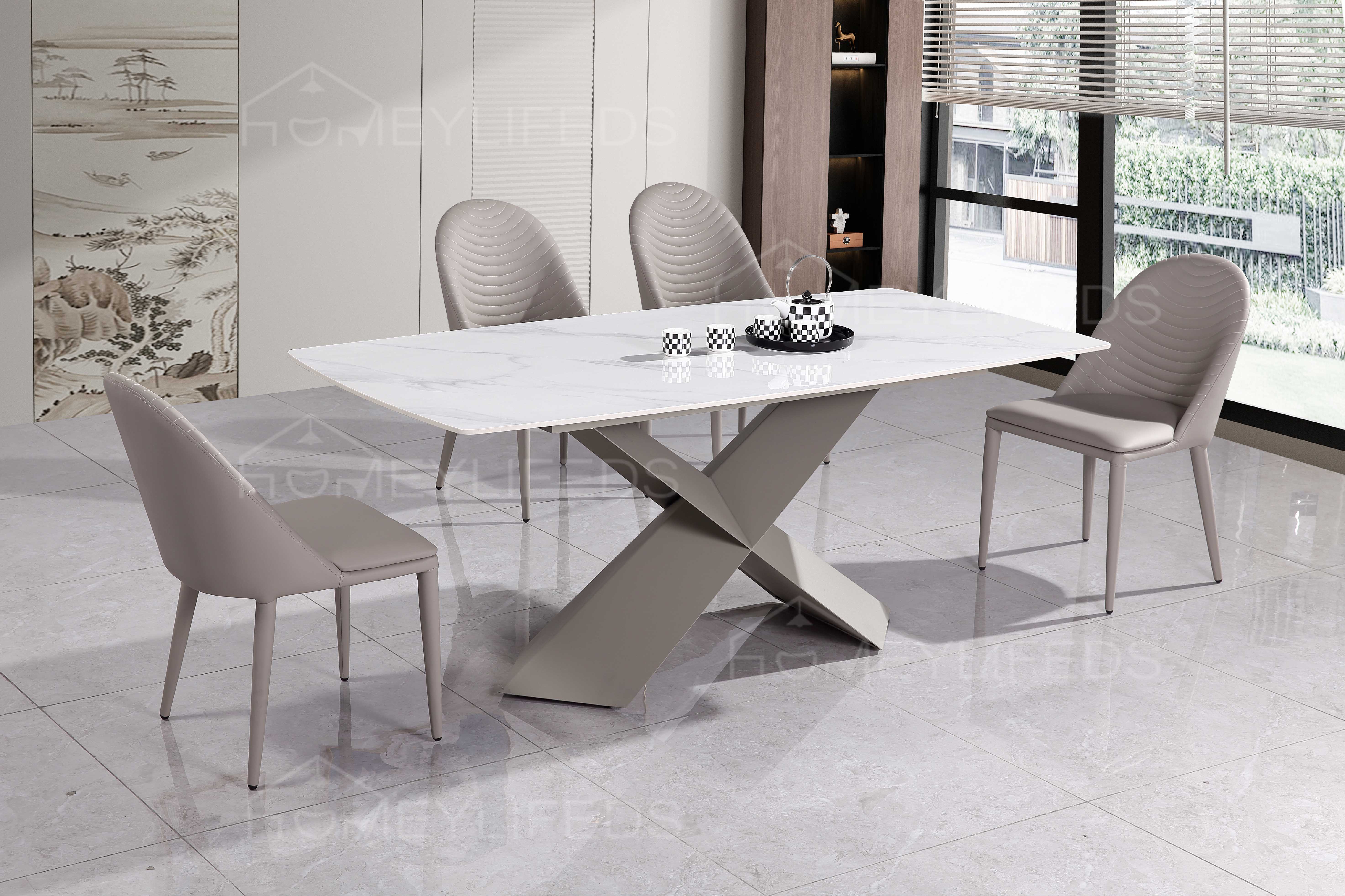 Elegant Modern Style Marble Set Luxury Metal Furniture for Home Kitchen Office & Hotel Dining Table
