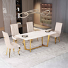 Italian Marble Dining Table Stainless Steel Dining Room Furniture Marble Top Dining Table 6 Set