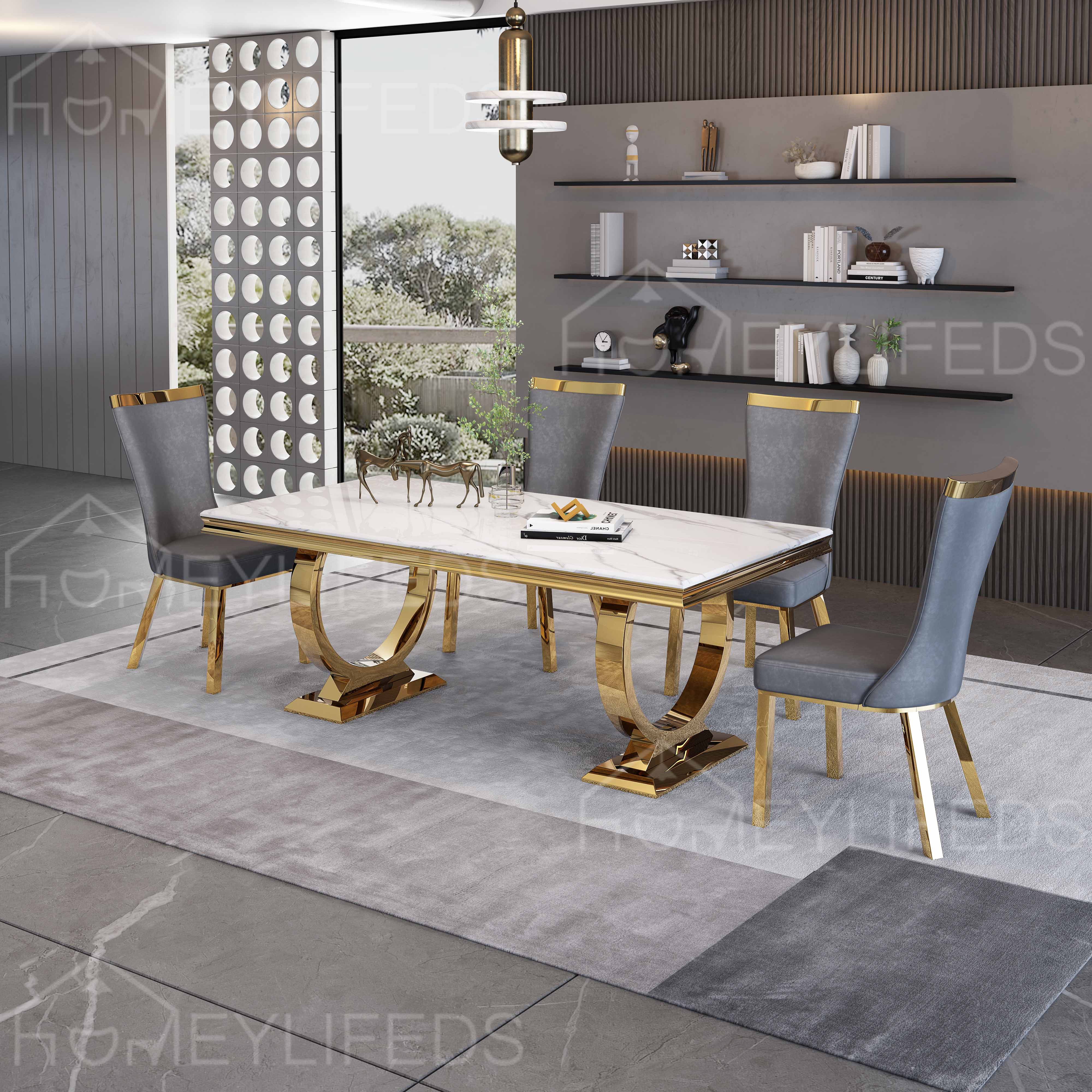 Italian High-End Luxury Marble Dining Table Set Modern Designer Dining Room Furniture for Living Room