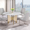 Factory Customization High Quality Light Luxury Large 10 12 Seater Modern Gold Stainless Steel Wooden Dining Table And Chairs