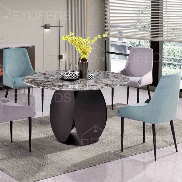 Complete Dining Table Set with 8 Chairs Bench Stainless Steel Stand Frame 180 Cm Sintered Stone Top Dining Table China Foshan