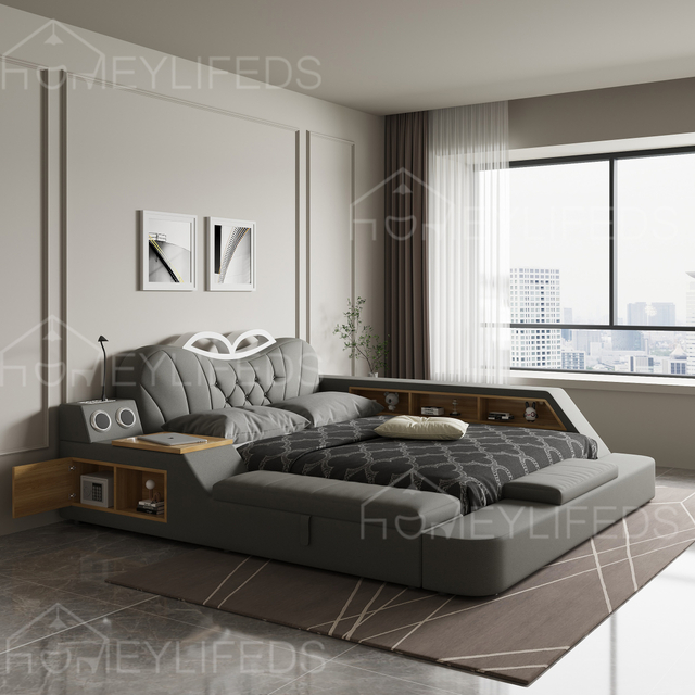 Audio Massage Double 1 M 8 Soft Master Bedroom Functional Tatami Bed Multifunctional Leather Bed