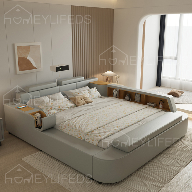 Wholesale Modern Leather Smart Beds Multifunctional Bed Intelligent Bed With Massage Storage King Size