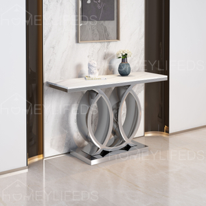 Living Room Furniture Black Stainless Steel Hallway Table Modern Sintered Stone Console Tables