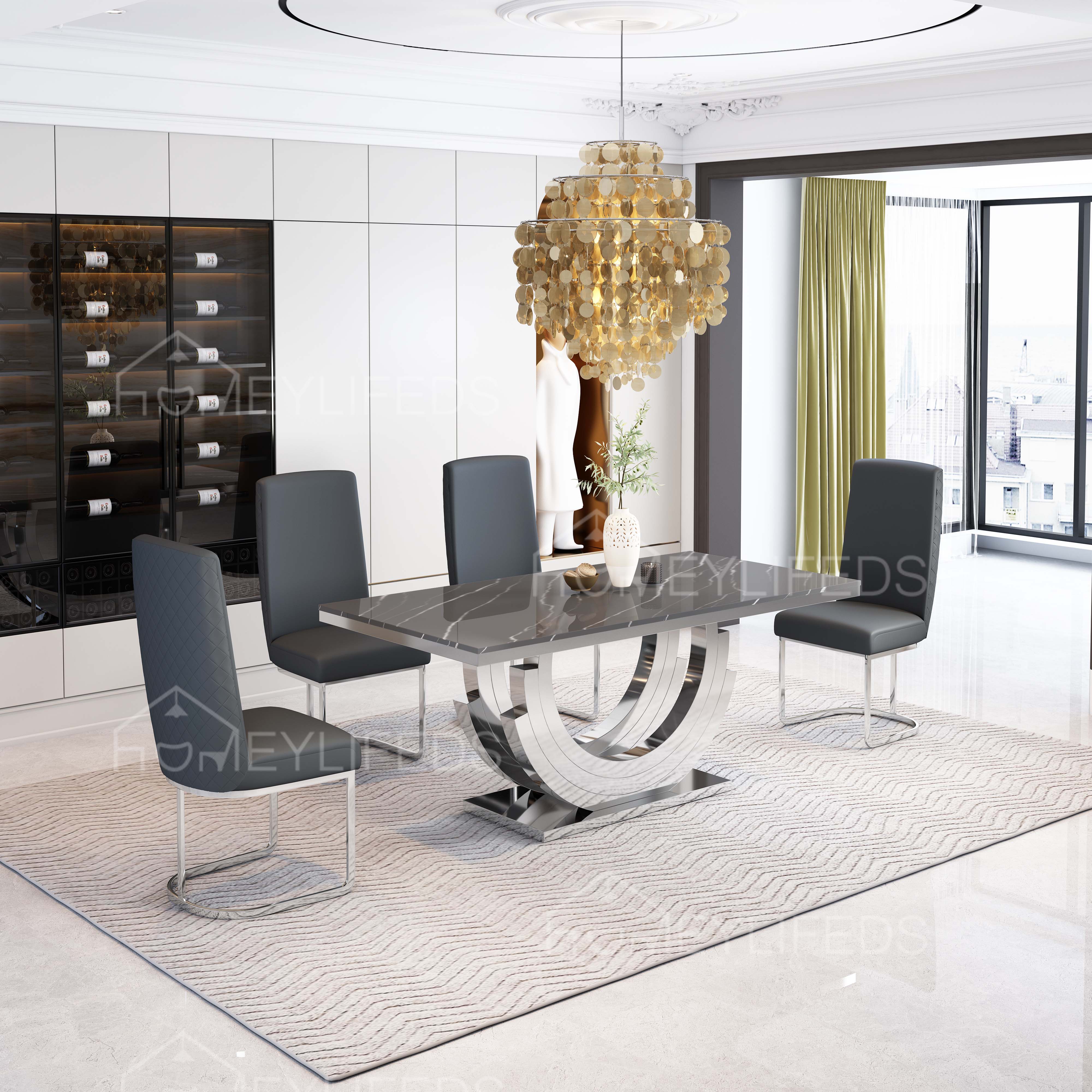 Foshan Factory Dining Table for 6 8 Seater Sintered Stone Marble Top Dining Table And Chairs Set China Furniture