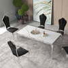 Customized Italian High End Furniture Stainless Steel Oval Dinning Table Luxury 6 Chairs Modern Marble Dining Table Set
