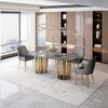 Customized Luxury Marble Dining Table Modern Stone Marble Top Dining Table Stainless Steel Legs Villa House Dining Room Table