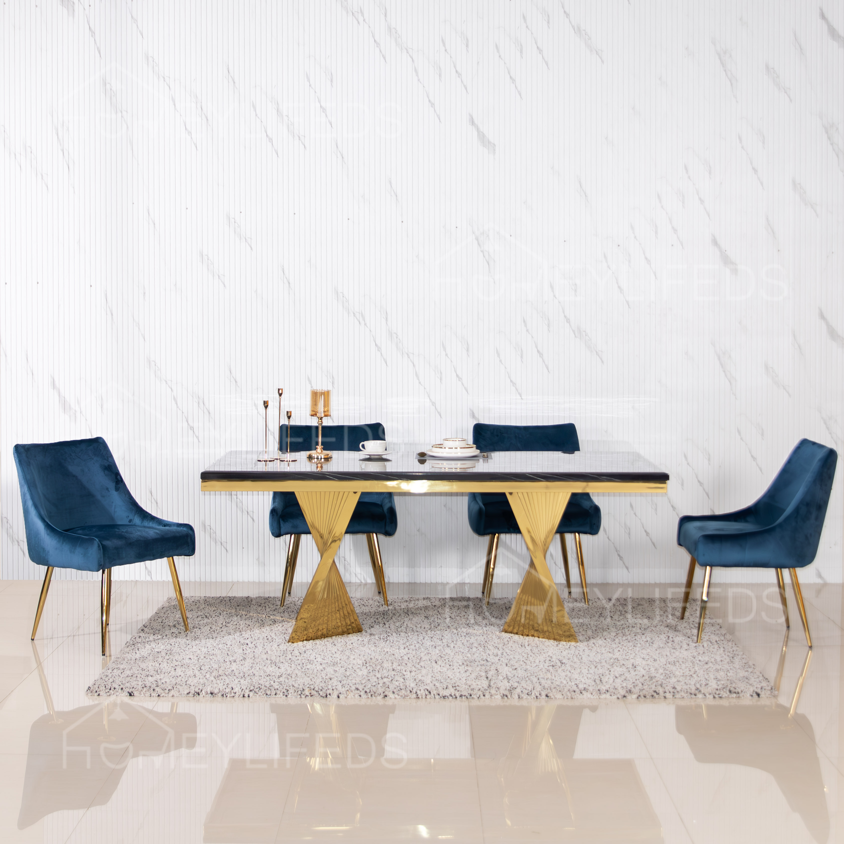 Elegant Modern Style Marble Set Luxury Metal Furniture for Home Kitchen Office & Hotel Dining Table