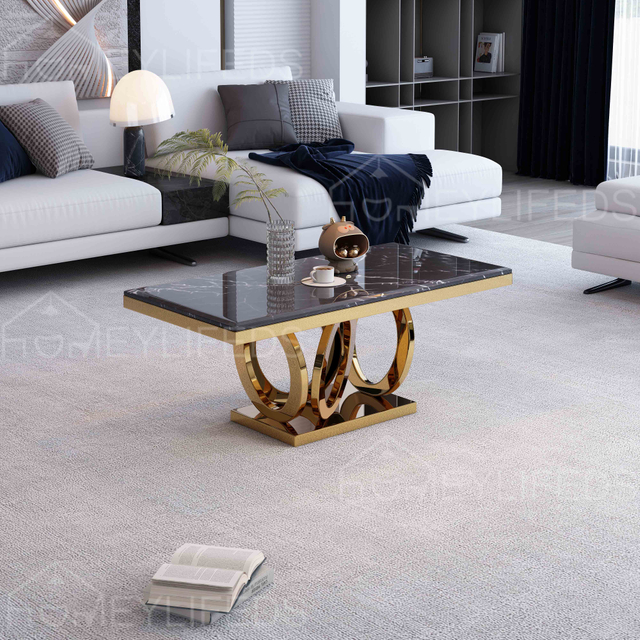 Excellent Quality Stainless Steel Base Coffee Table Marble Restaurant Coffee Table