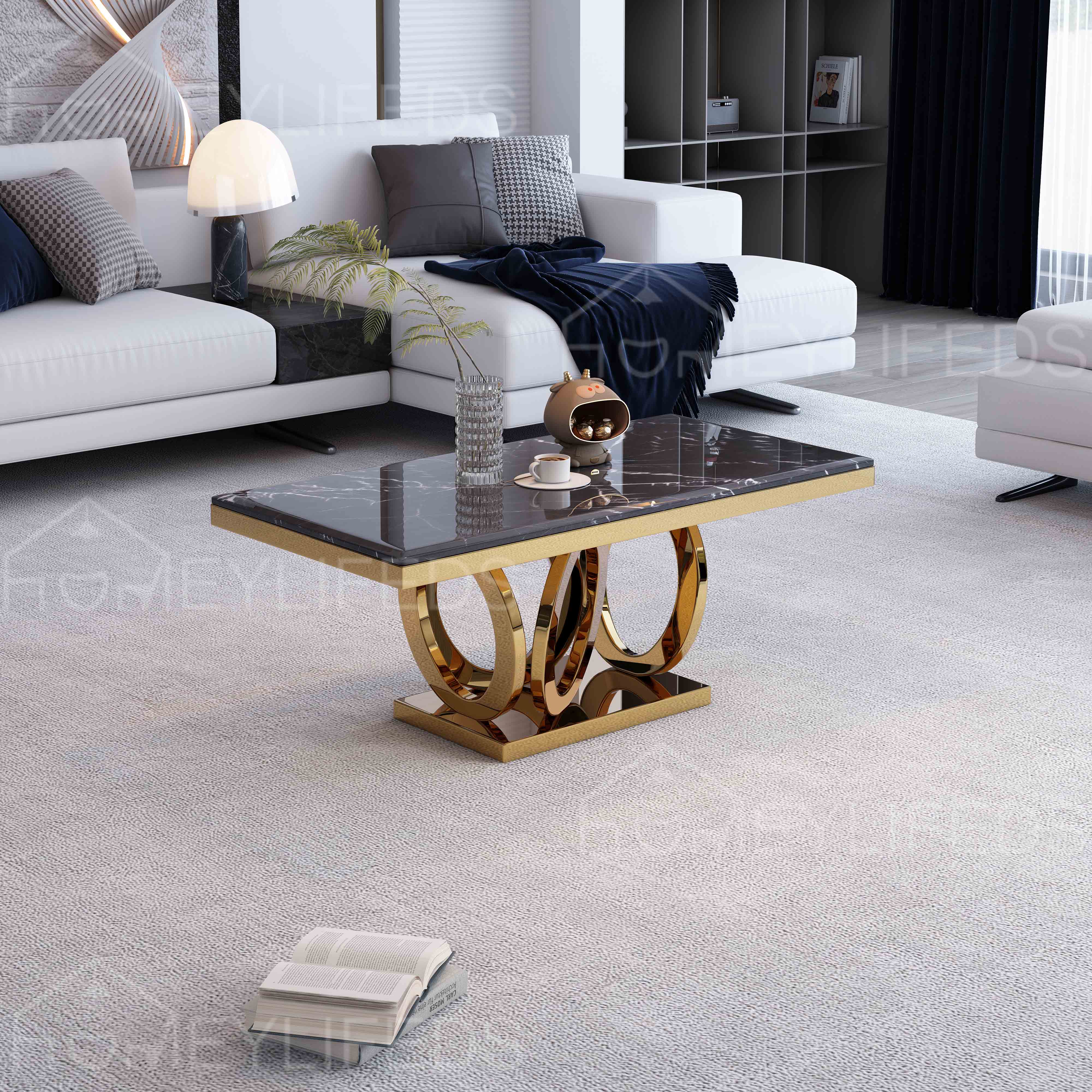 Excellent Quality Stainless Steel Base Coffee Table Marble Restaurant Coffee Table