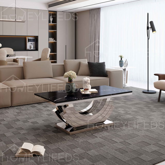 Wholesale Luxury Marble Top Glass Stainless Steel Base Coffee Table